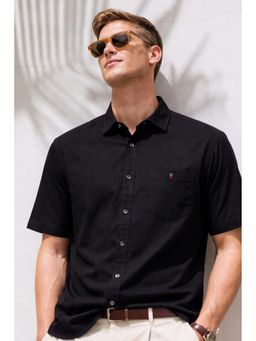 Louis Philippe - Men Black Slim Fit Solid Half Sleeves Casual Shirt