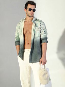 SHOWOFFFF - Edition Men's Striped Green Shacket