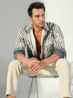 SHOWOFFFF - Edition Men's Striped Grey Shacket