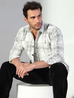 SHOWOFFFF - Edition Men's Geometric White Shacket