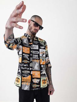 SHOWOFFFF - Men Black Cotton Graphic Shirt