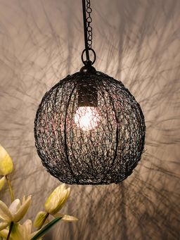 Homesake - Twisted Wire Round Pendant Light Golden