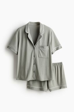 H&M - Women Green Pyjama Shirt And Shorts