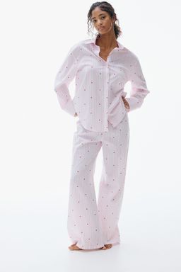 H&M - Women Pink Cotton Poplin Pyjamas
