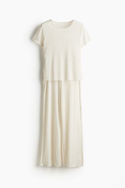 H&M - Women White Ribbed Pyjamas