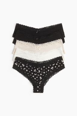 H&M - Women 5-Pack Cotton And Lace Hipster Briefs