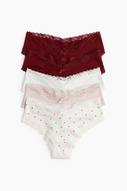 H&M - Women 5-Pack Cotton And Lace Hipster Briefs