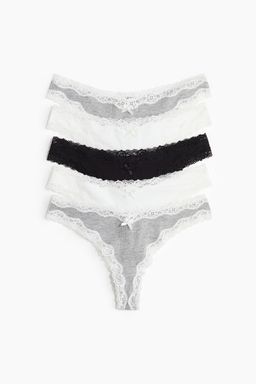 H&M - Women 5-Pack Cotton And Lace Brazilian Briefs