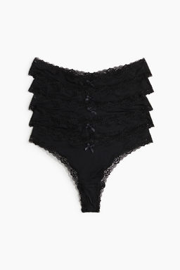 H&M - Women 5-Pack Microfibre And Lace Brazilian Briefs