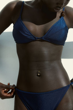 H&M - Women Blue Cheeky Tanga Bikini Bottoms