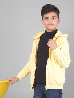 CRIMSOUNE CLUB - Boys Yellow Solid Hooded Sweatshirt