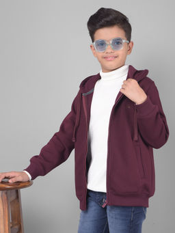 CRIMSOUNE CLUB - Boys Wine Solid Hooded Sweatshirt