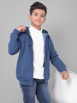 CRIMSOUNE CLUB - Boys Blue Solid Hooded Sweatshirt