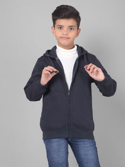 CRIMSOUNE CLUB - Boys Black Solid Hooded Sweatshirt