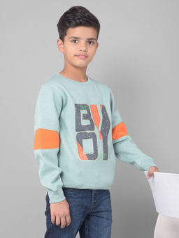 CRIMSOUNE CLUB - Boys Green Typography Round Neck Sweatshirt