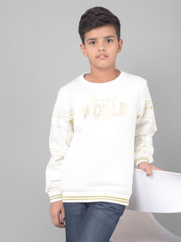 CRIMSOUNE CLUB - Boys White Graphic Round Neck Sweatshirt
