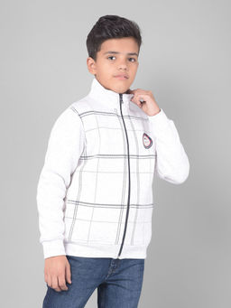 CRIMSOUNE CLUB - Boys White Checks High Neck Sweatshirt