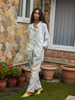 Happi Space - Gilli Pant In Palm Print-white