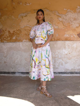 Happi Space - Poppins Midi Dress In Paint Bucket Print-white