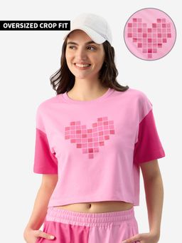 The Souled Store - In A Heart Beat Women Oversized Cropped T-Shirt