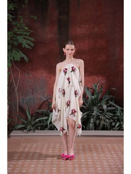 Edition II - Ivory Halter Neck Hand-Embroidered Dress