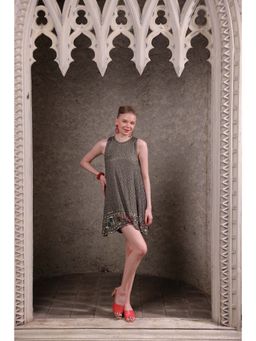 Edition II - Olive Sequin Embellished Shift Dress