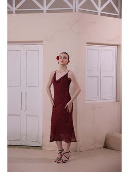 Edition II - Red Hand-Embellished Slip Dress