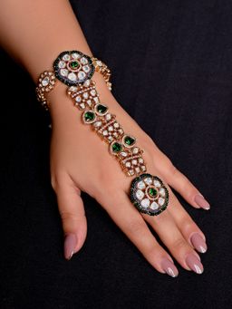 AG'S - Beautiful Green Kundan Hathphool