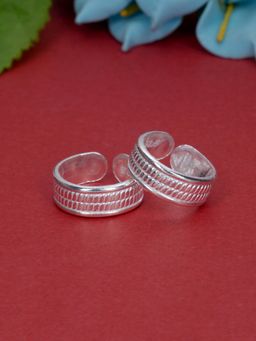 Praavy - 925 Silver Double Curved Bar Adjustable Toe Ring