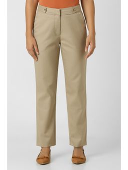 Van Heusen - Women Khaki Solid Formal Regular Fit Trouser