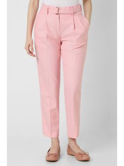 Van Heusen - Women Pink Stripes Formal Regular Fit Trouser with Belt (Set of 2)