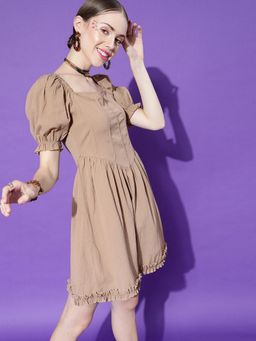 STREET 9 - Women Beige Ruffle Dress