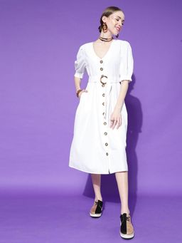 STREET 9 - Women White Front Open Dress