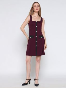 Cover Story - Wine Boucle Dress