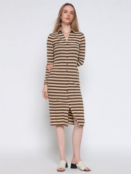 Cover Story - Multi-Color Polo Striped Knitted Dress