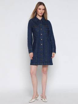 Cover Story - London Oxford Denim Short Blue Dress