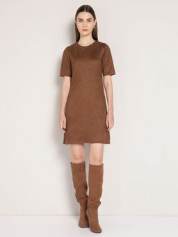 Cover Story - Suede Mini Brown Dress