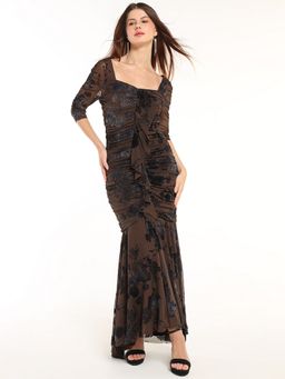 Cover Story - Elysian Grace Maxi Brown Dress