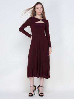 Cover Story - Elysian Grace Wine Flared Dress