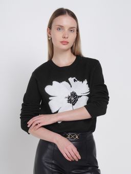 Cover Story - Women Black Embellished Sweater
