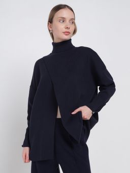 Cover Story - Women Navy Blue Turtle Neck Sweater