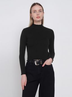 Cover Story - Women Black knitted Sweater