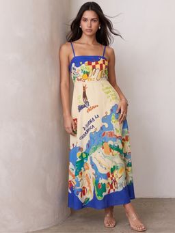 Outzidr - Multi Color Abstract Printed A-Line Dress