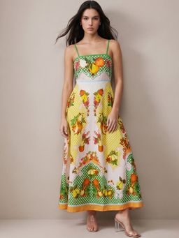 Outzidr - Multi Color Abstract Printed A-Line Dress