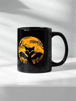 Macmerise - Halloween Cat Ceramic Black 325ml Coffee Mug