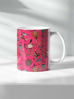 Macmerise - Payal Singhal Chidiya Pink Ceramic White 325ml Coffee Mug
