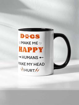 Macmerise - Dogs Make Me Happy Ceramic Handle 325ml Coffee Mug
