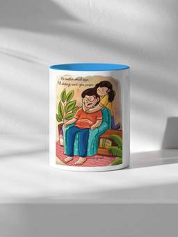 Macmerise - Girl Dad Ceramic Handle & Inside Blue 325ml Coffee Mug