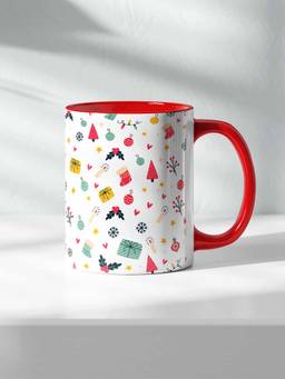 Macmerise - Christmas Time Ceramic Handle & Inside Red 325ml Coffee Mug