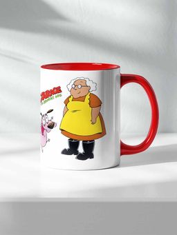 Macmerise - Courage The Cowardly Dog Ceramic Handle & Inside Red 325ml Coffee Mug
